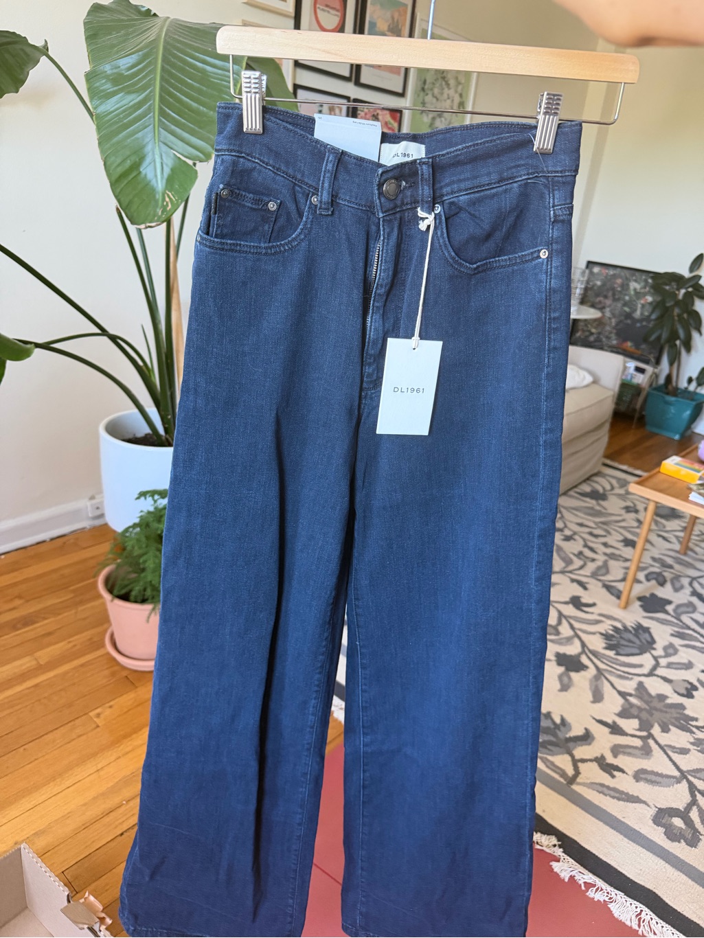 Dl1961 Wide-Leg High-Rise Jeans In Dark Blue